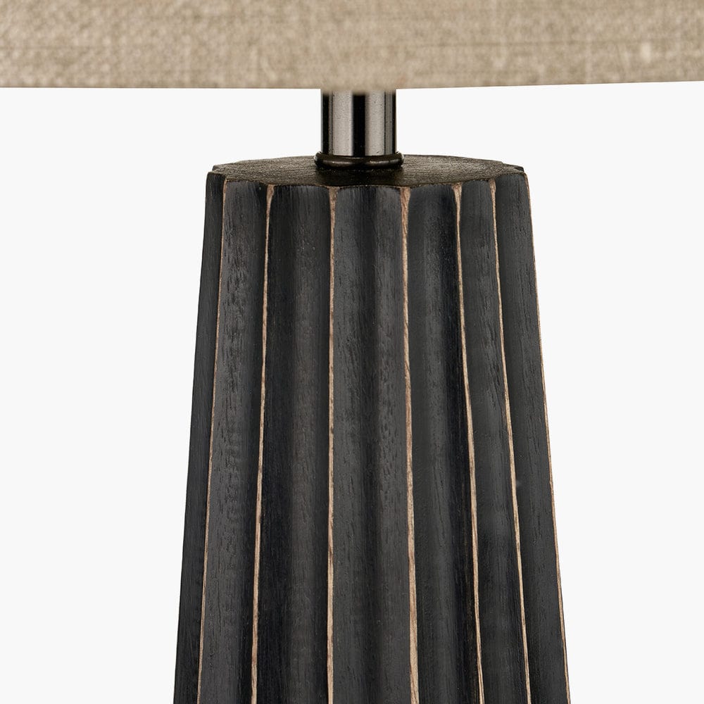 Pacific Lifestyle Lighting Draydon Black Wash Mango Wood Textured Cone Table Lamp House of Isabella UK