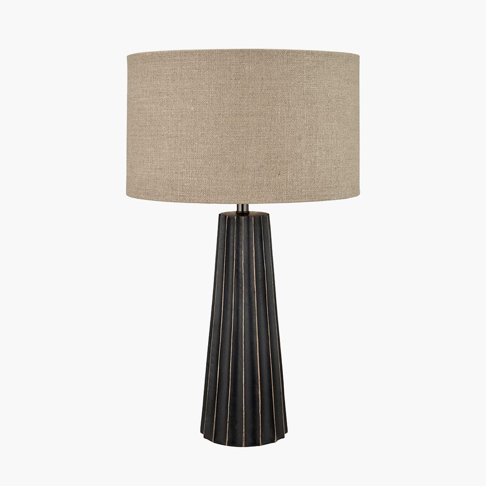 Draydon Black Wash Mango Wood Textured Cone Table Lamp.