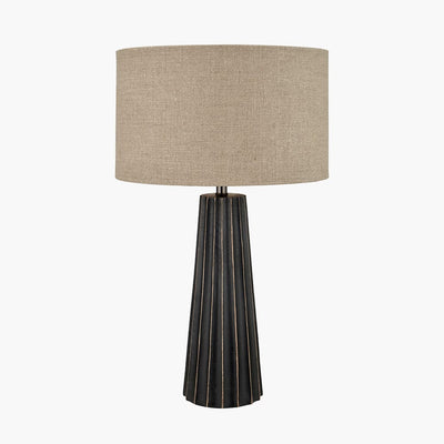 Pacific Lifestyle Lighting Draydon Black Wash Mango Wood Textured Cone Table Lamp House of Isabella UK