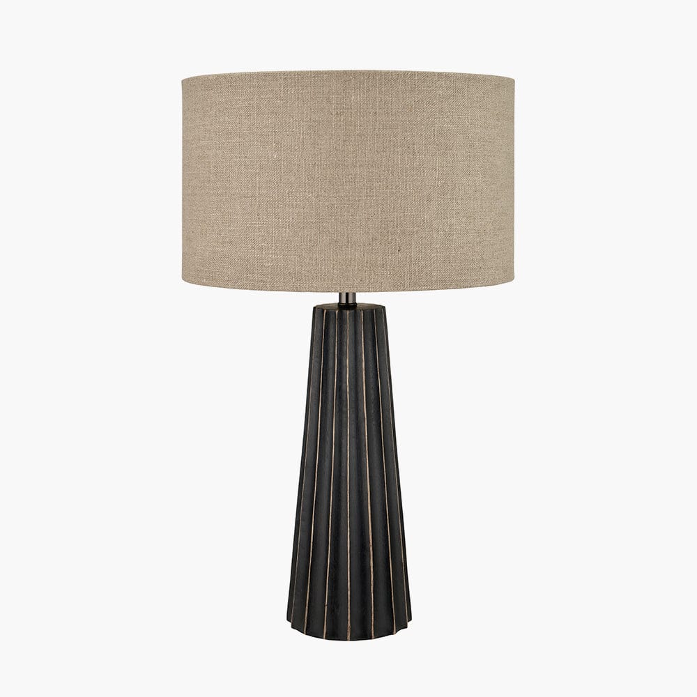 Draydon Black Wash Mango Wood Textured Cone Table Lamp.
