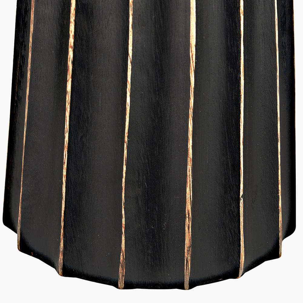 Draydon Black Wash Mango Wood Textured Cone Table Lamp.