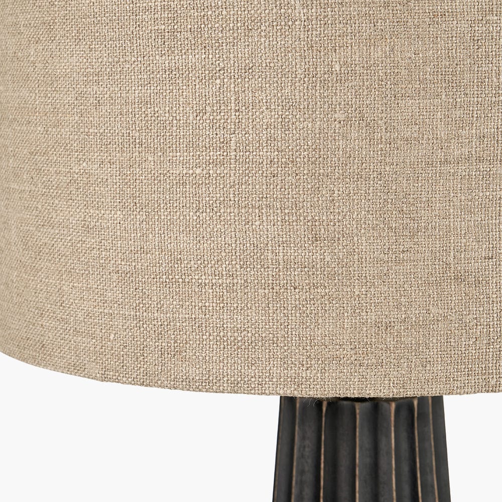 Draydon Black Wash Mango Wood Textured Cone Table Lamp.