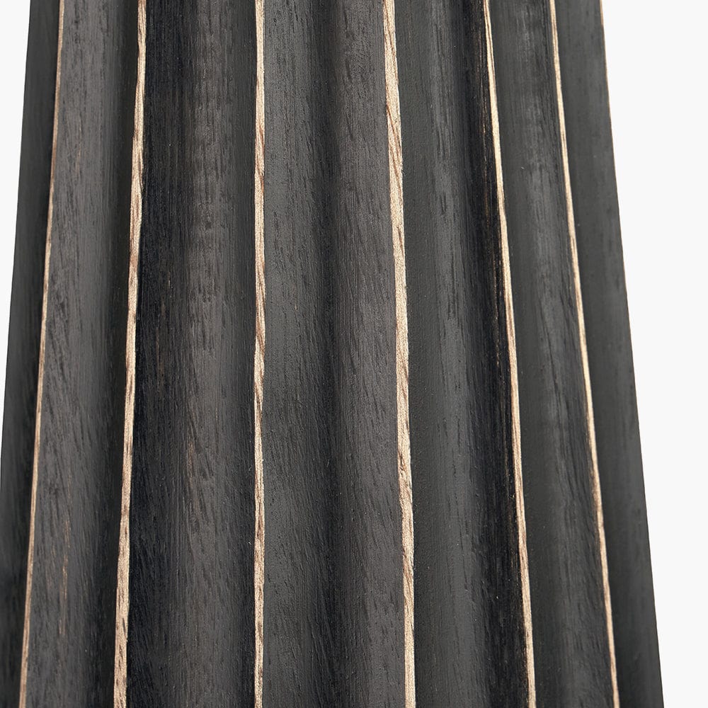 Pacific Lifestyle Lighting Draydon Black Wash Mango Wood Textured Cone Table Lamp House of Isabella UK