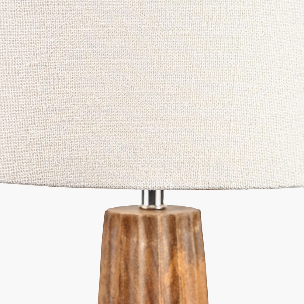 Draydon Natural Mango Wood Textured Cone Table Lamp.