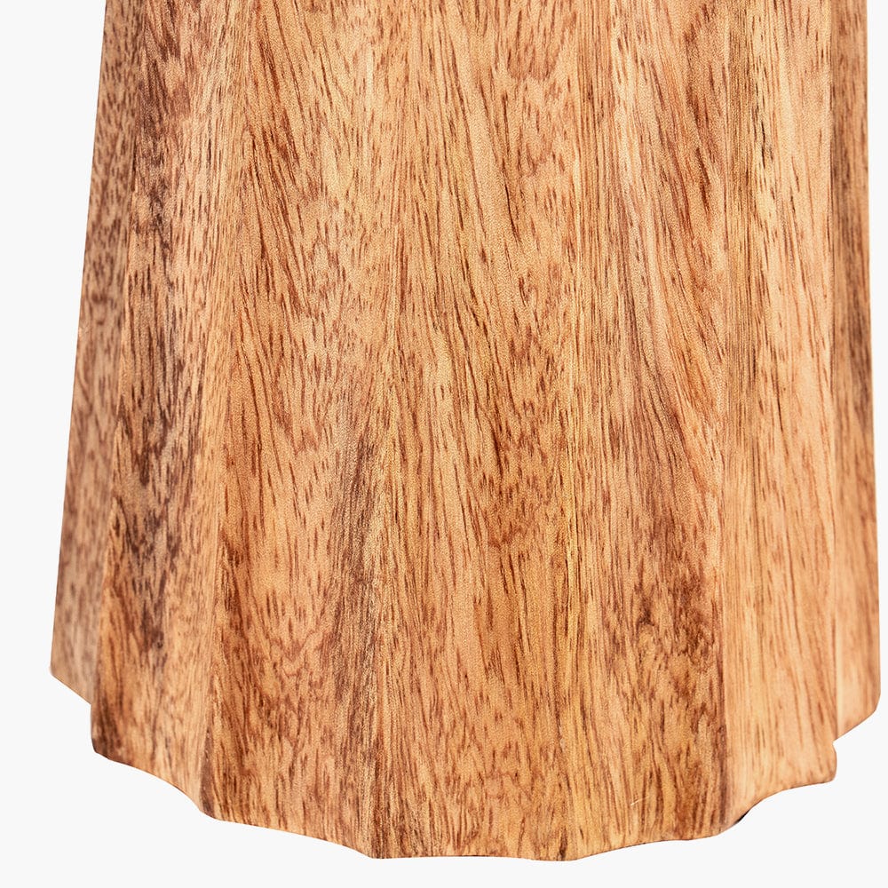 Draydon Natural Mango Wood Textured Cone Table Lamp.