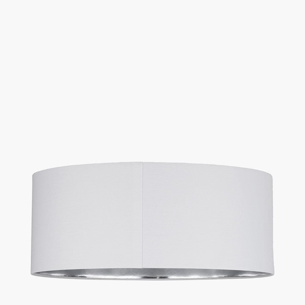 Elin 55cm Ivory Poly Cotton and Silver Lining Cylinder Shade.