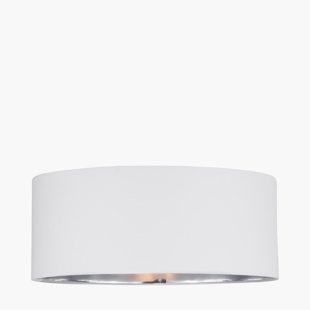 Elin 55cm Ivory Poly Cotton and Silver Lining Cylinder Shade.