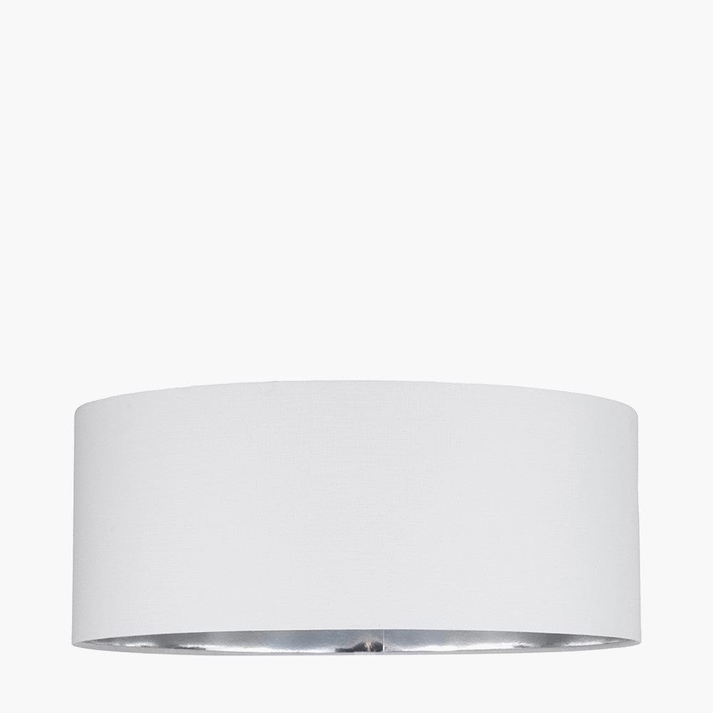 Elin 55cm Ivory Poly Cotton and Silver Lining Cylinder Shade.