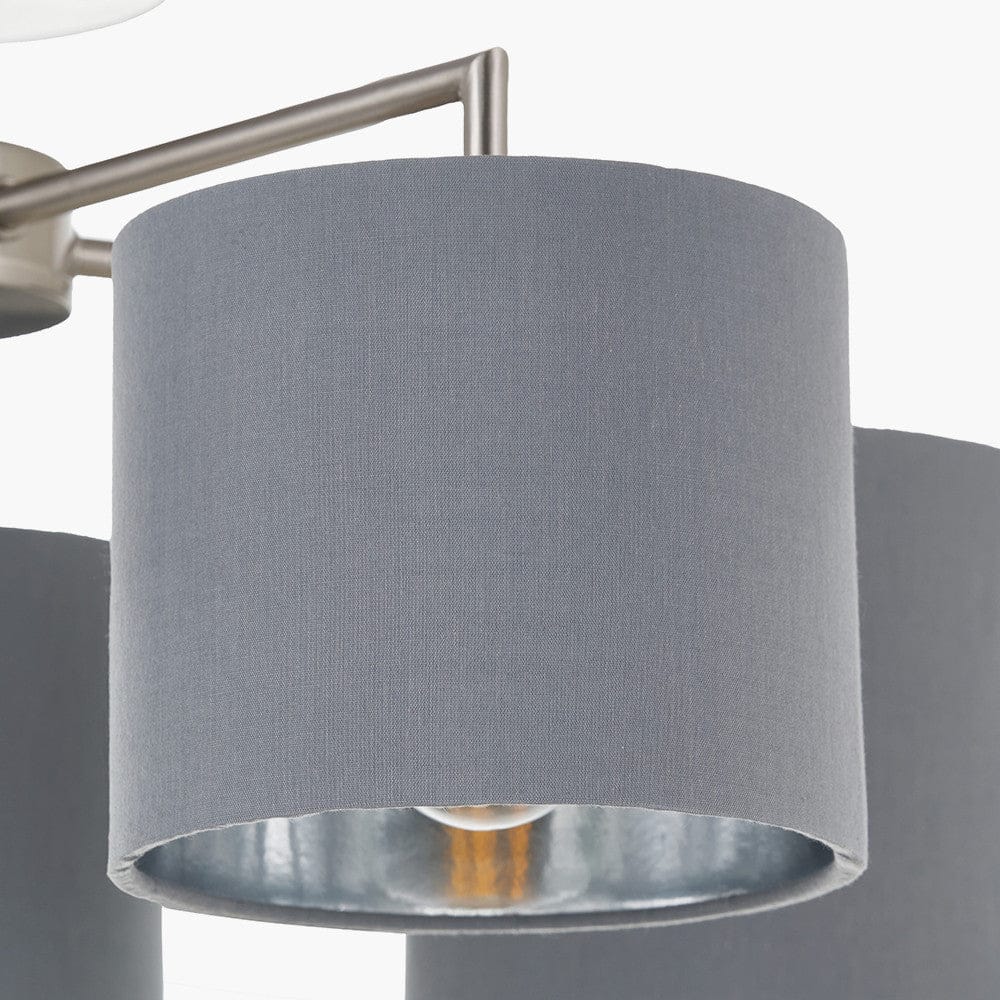 Pacific Lifestyle Lighting Elin Brushed Silver and Steel Grey 5 Light Pendant House of Isabella UK