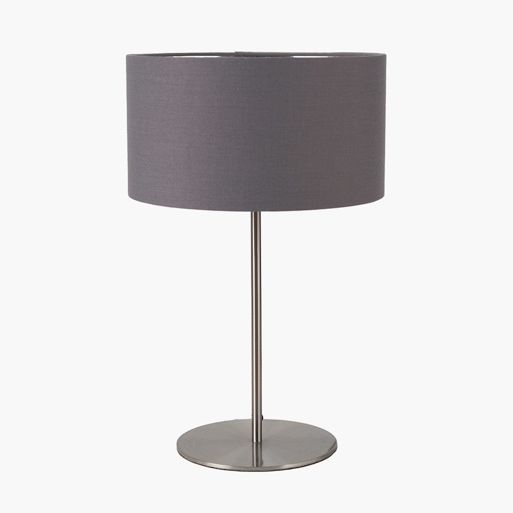 Elin Brushed Silver and Steel Grey Table Lamp.