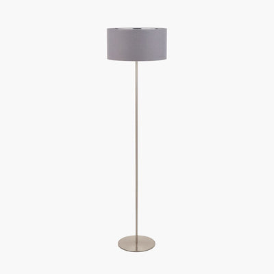 Pacific Lifestyle Lighting Elin Brushed Silver & Steel Grey Floor Lamp House of Isabella UK