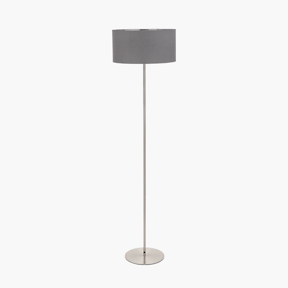 Elin Brushed Silver & Steel Grey Floor Lamp.