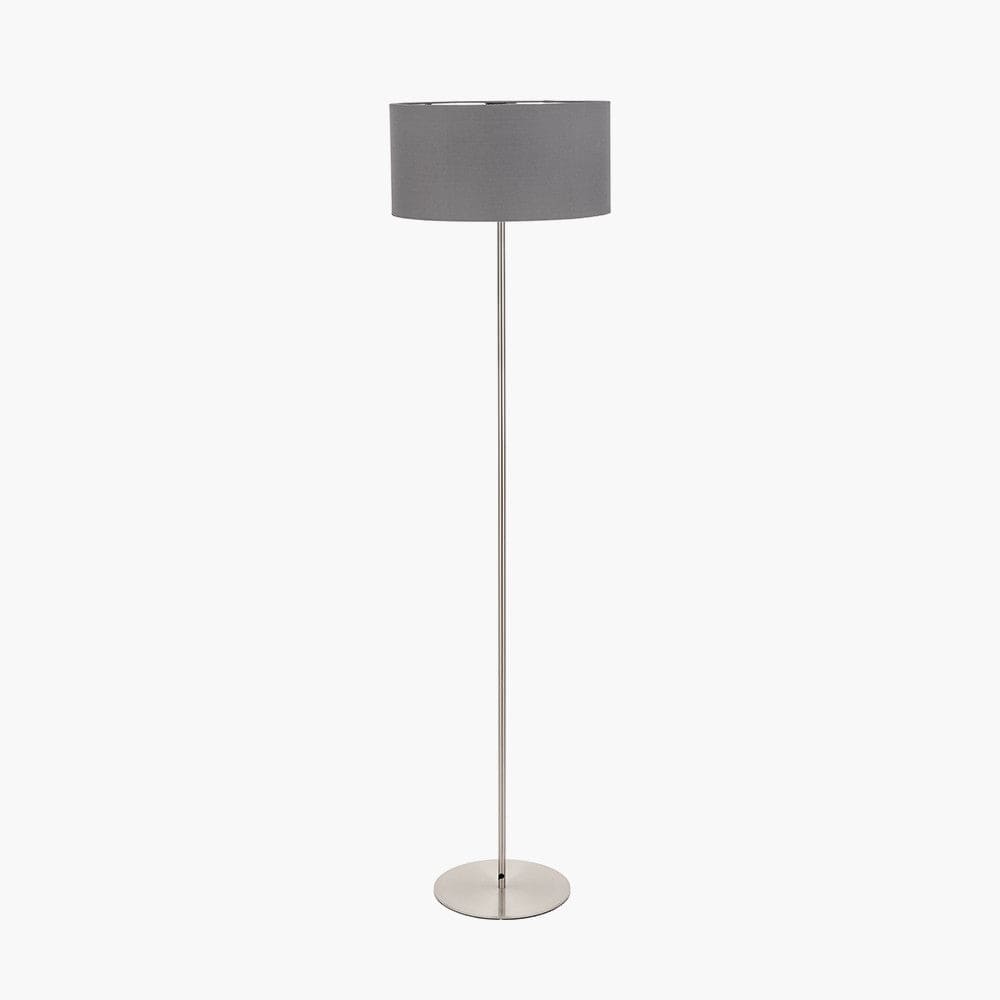 Pacific Lifestyle Lighting Elin Brushed Silver & Steel Grey Floor Lamp House of Isabella UK