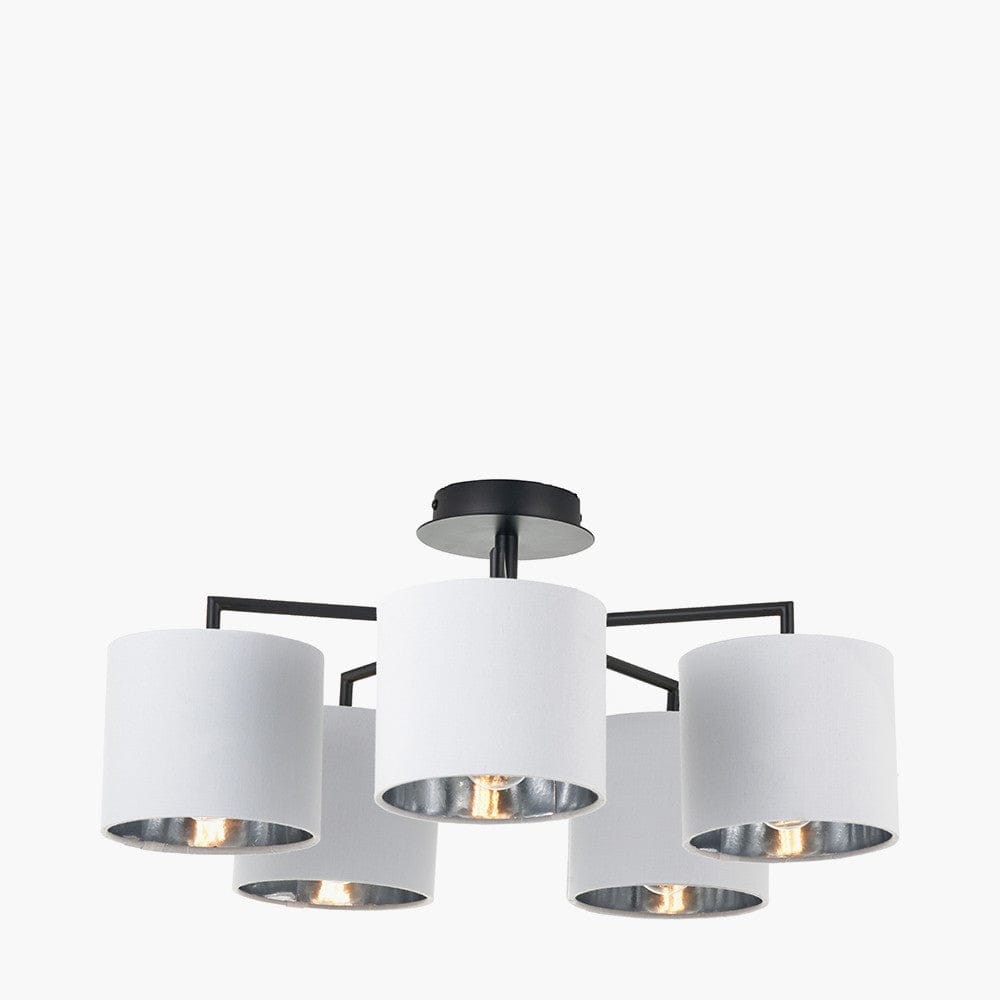 Pacific Lifestyle Lighting Elin Matt Black and Ivory 5 Light Pendant House of Isabella UK