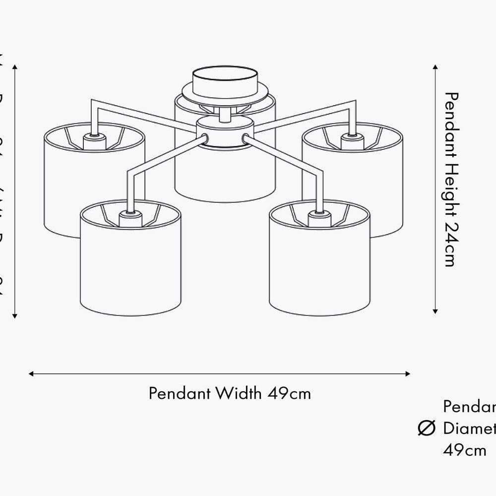 Pacific Lifestyle Lighting Elin Matt Black and Ivory 5 Light Pendant House of Isabella UK