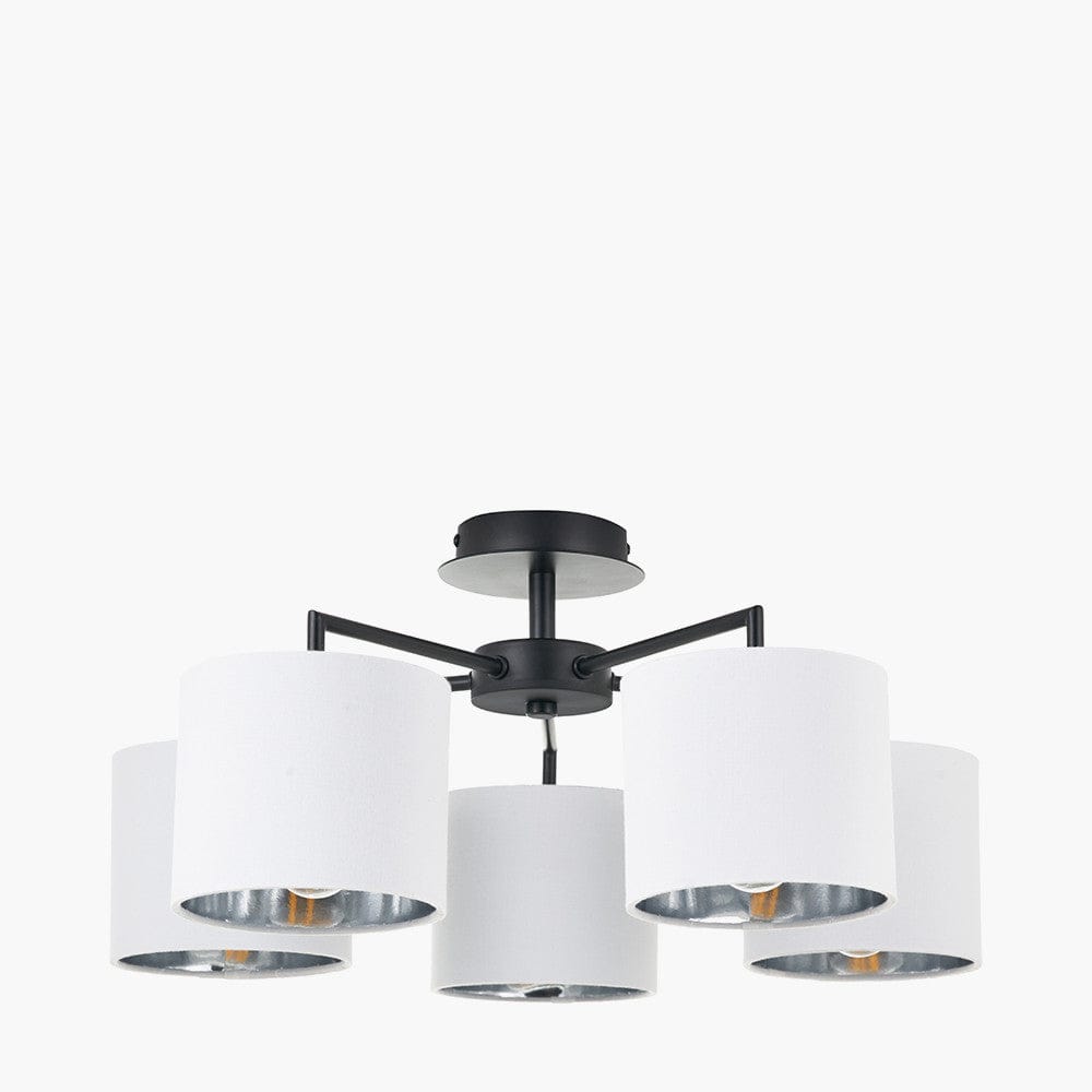 Pacific Lifestyle Lighting Elin Matt Black and Ivory 5 Light Pendant House of Isabella UK