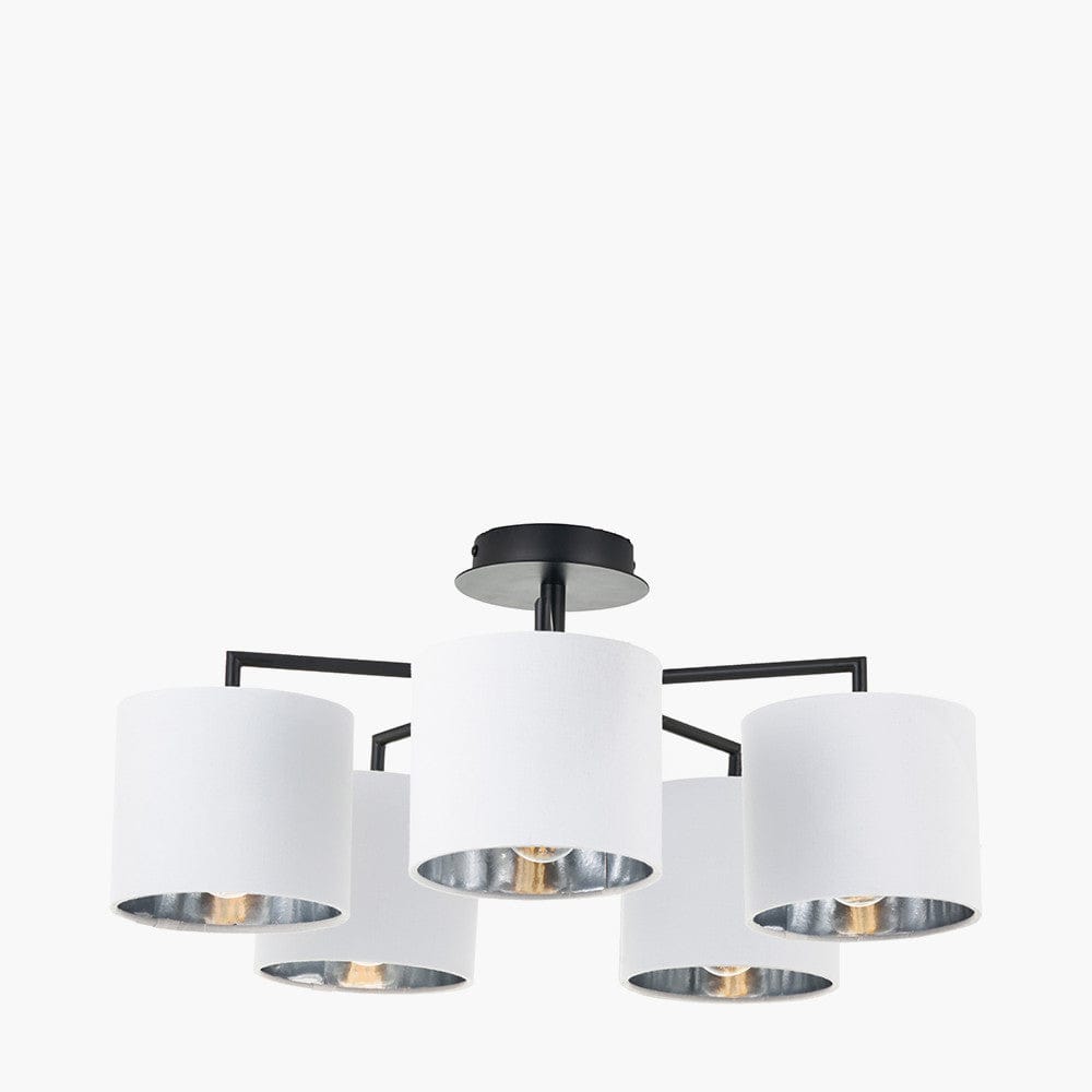 Pacific Lifestyle Lighting Elin Matt Black and Ivory 5 Light Pendant House of Isabella UK