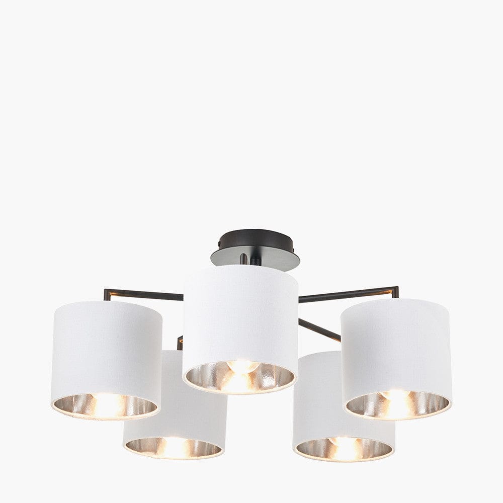 Pacific Lifestyle Lighting Elin Matt Black and Ivory 5 Light Pendant House of Isabella UK