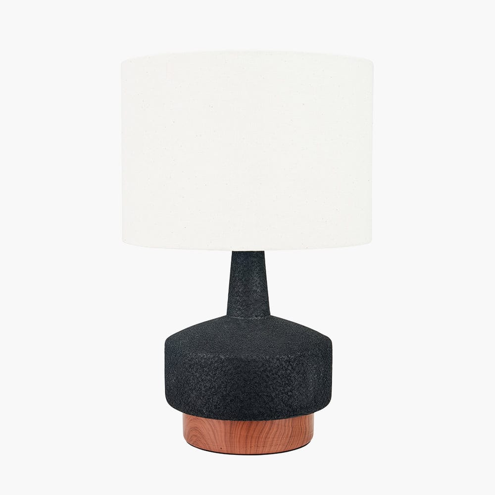 Pacific Lifestyle Lighting Elio Black and Wood Effect Textured Ceramic Table Lamp House of Isabella UK