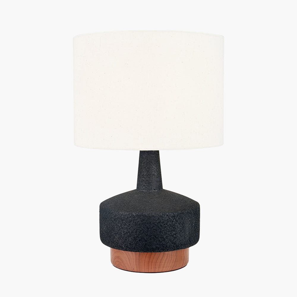 Pacific Lifestyle Lighting Elio Black and Wood Effect Textured Ceramic Table Lamp House of Isabella UK