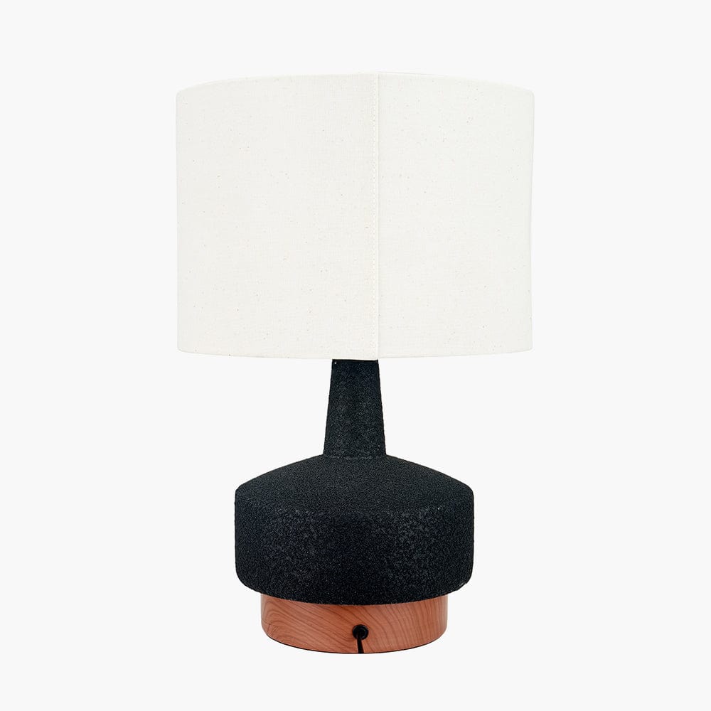 Pacific Lifestyle Lighting Elio Black and Wood Effect Textured Ceramic Table Lamp House of Isabella UK