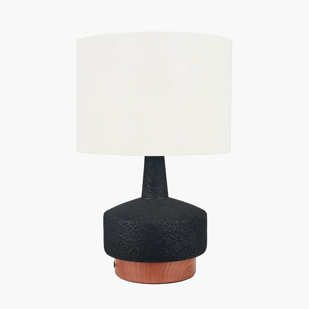 Pacific Lifestyle Lighting Elio Black and Wood Effect Textured Ceramic Table Lamp House of Isabella UK