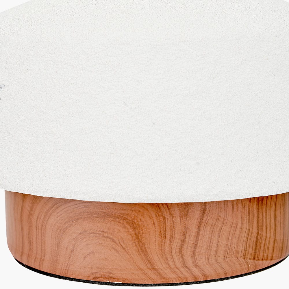 Elio White and Wood Effect Textured Ceramic Table Lamp.