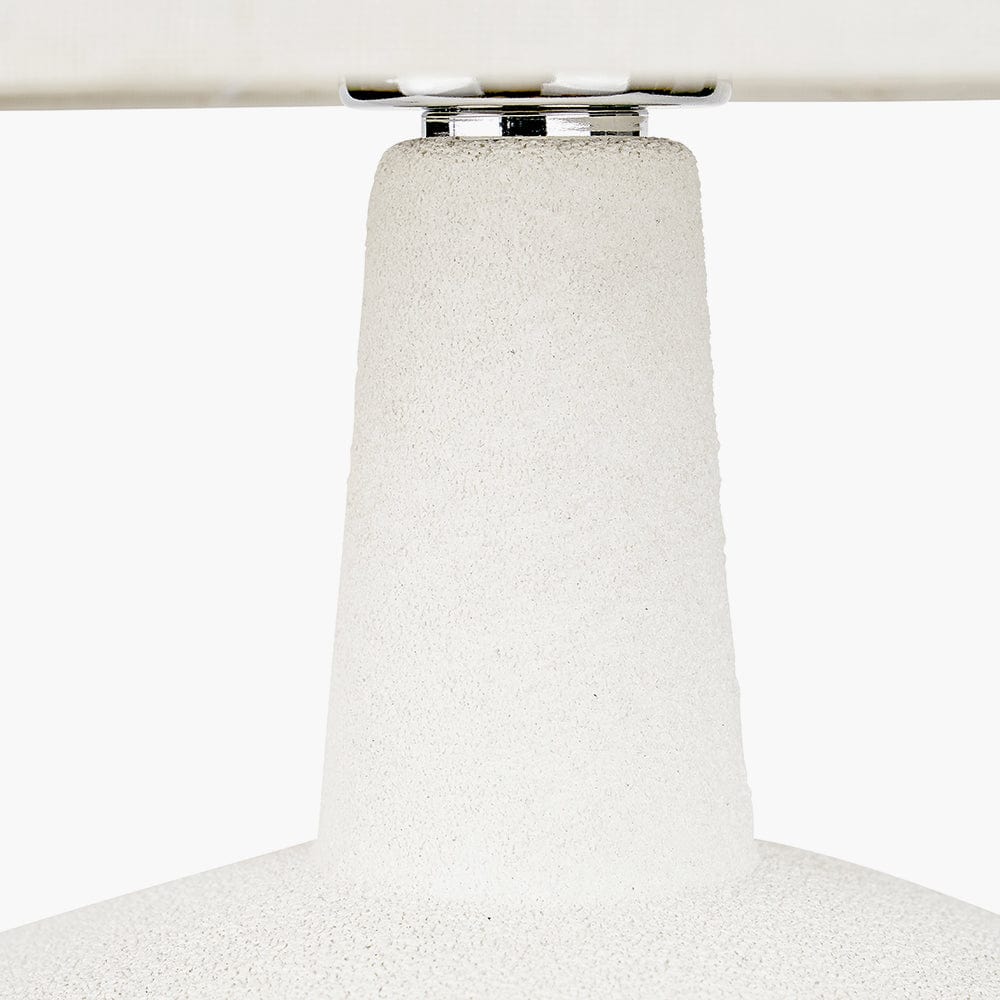Elio White and Wood Effect Textured Ceramic Table Lamp.