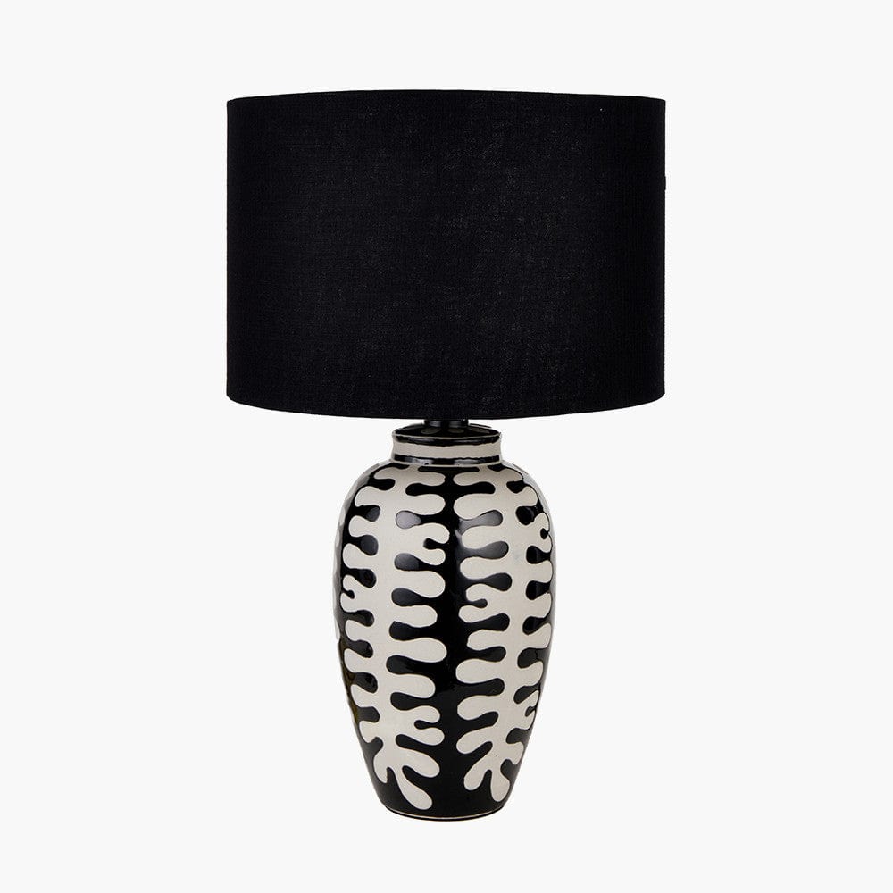Elkorn Black and White Tall Coral Ceramic Table Lamp Base.