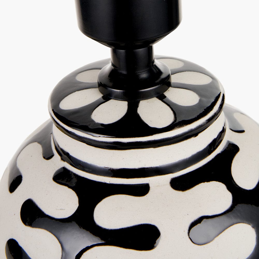 Elkorn Black and White Tall Coral Ceramic Table Lamp Base.