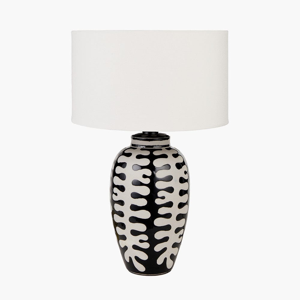 Elkorn Black and White Tall Coral Ceramic Table Lamp Base.