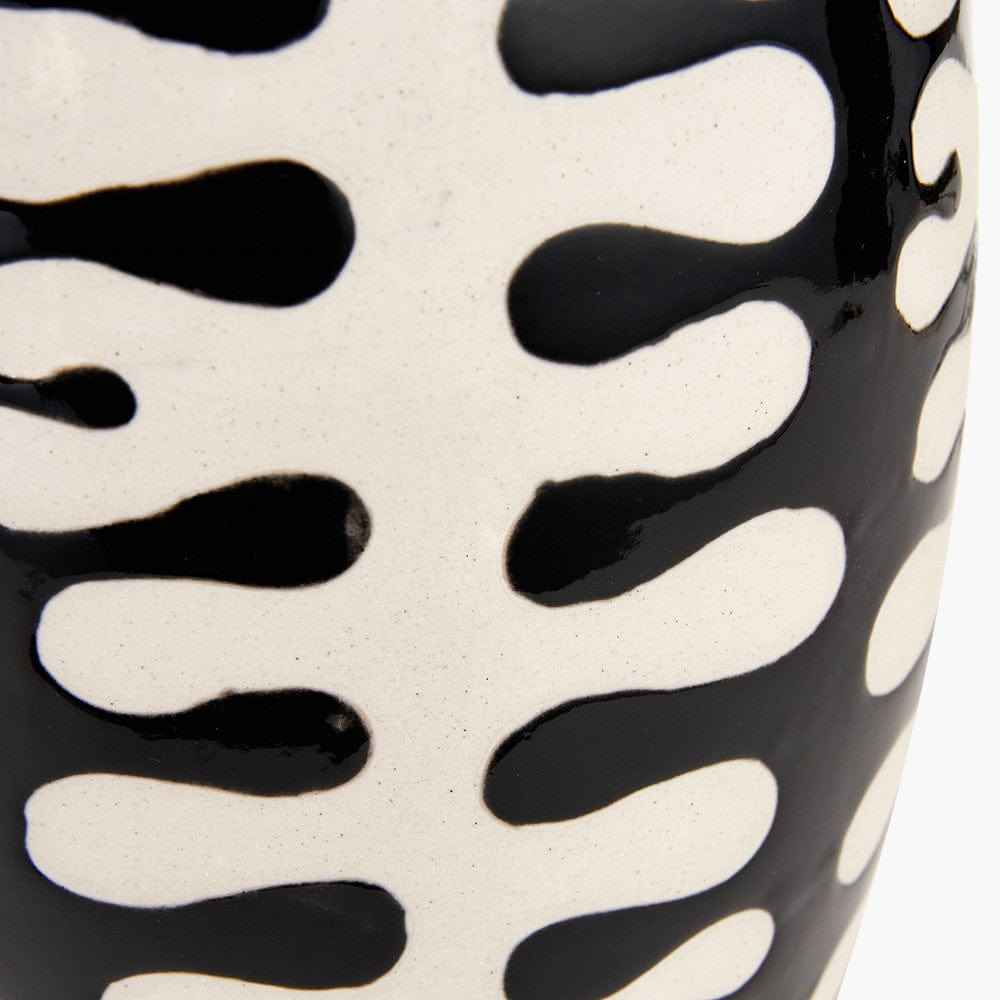 Elkorn Black and White Tall Coral Ceramic Table Lamp Base.