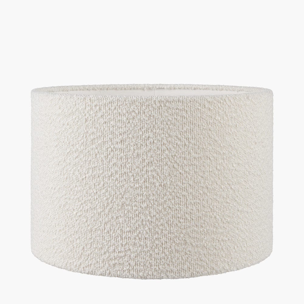 Elkorn Black and White Tall Coral Ceramic Table Lamp Base with Rouen 35cm White Boucle Cylinder Lampshade.