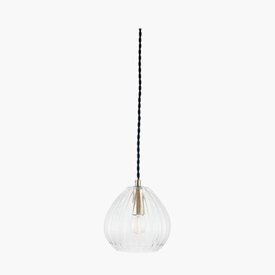 Pacific Lifestyle Lighting Ella Clear Ribbed Glass Teardrop Pendant House of Isabella UK