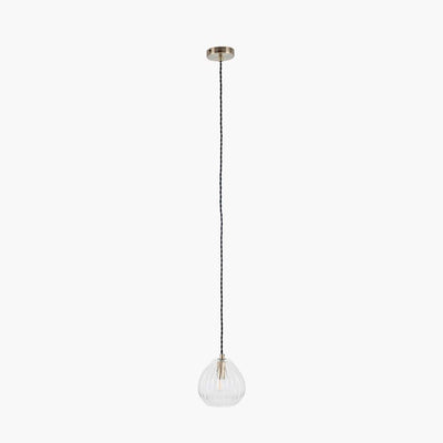 Pacific Lifestyle Lighting Ella Clear Ribbed Glass Teardrop Pendant House of Isabella UK