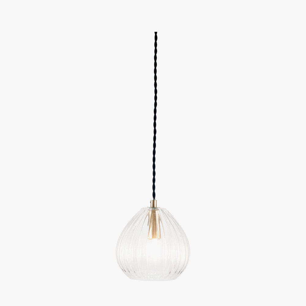 Pacific Lifestyle Lighting Ella Clear Ribbed Glass Teardrop Pendant House of Isabella UK