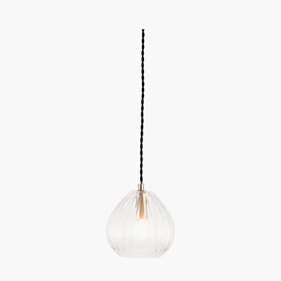 Pacific Lifestyle Lighting Ella Clear Ribbed Glass Teardrop Pendant House of Isabella UK