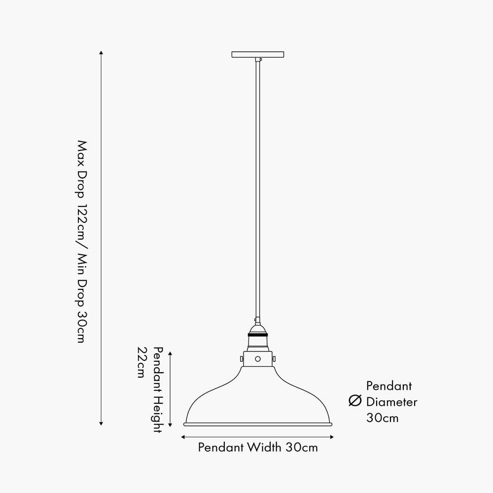 Pacific Lifestyle Lighting Ellis Antique Brass Café Metal Pendant House of Isabella UK