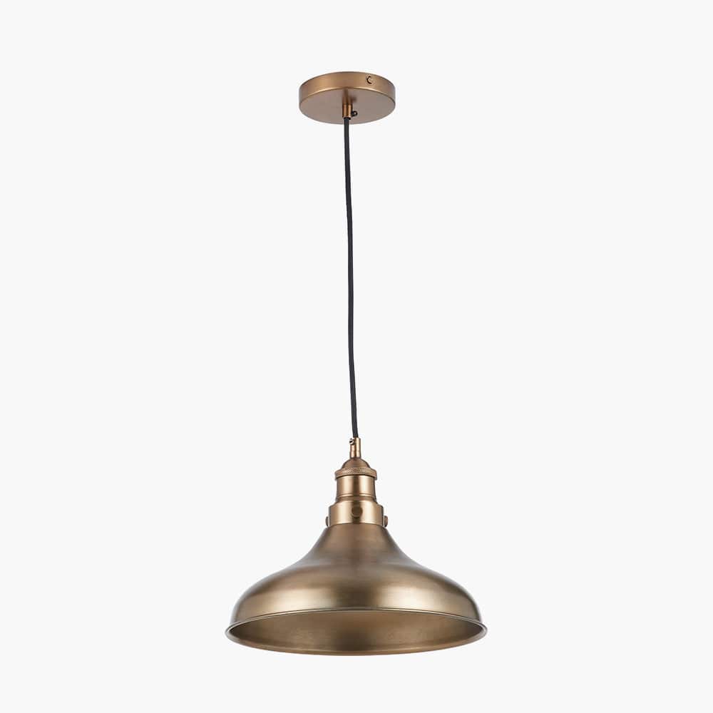 Pacific Lifestyle Lighting Ellis Antique Brass Café Metal Pendant House of Isabella UK