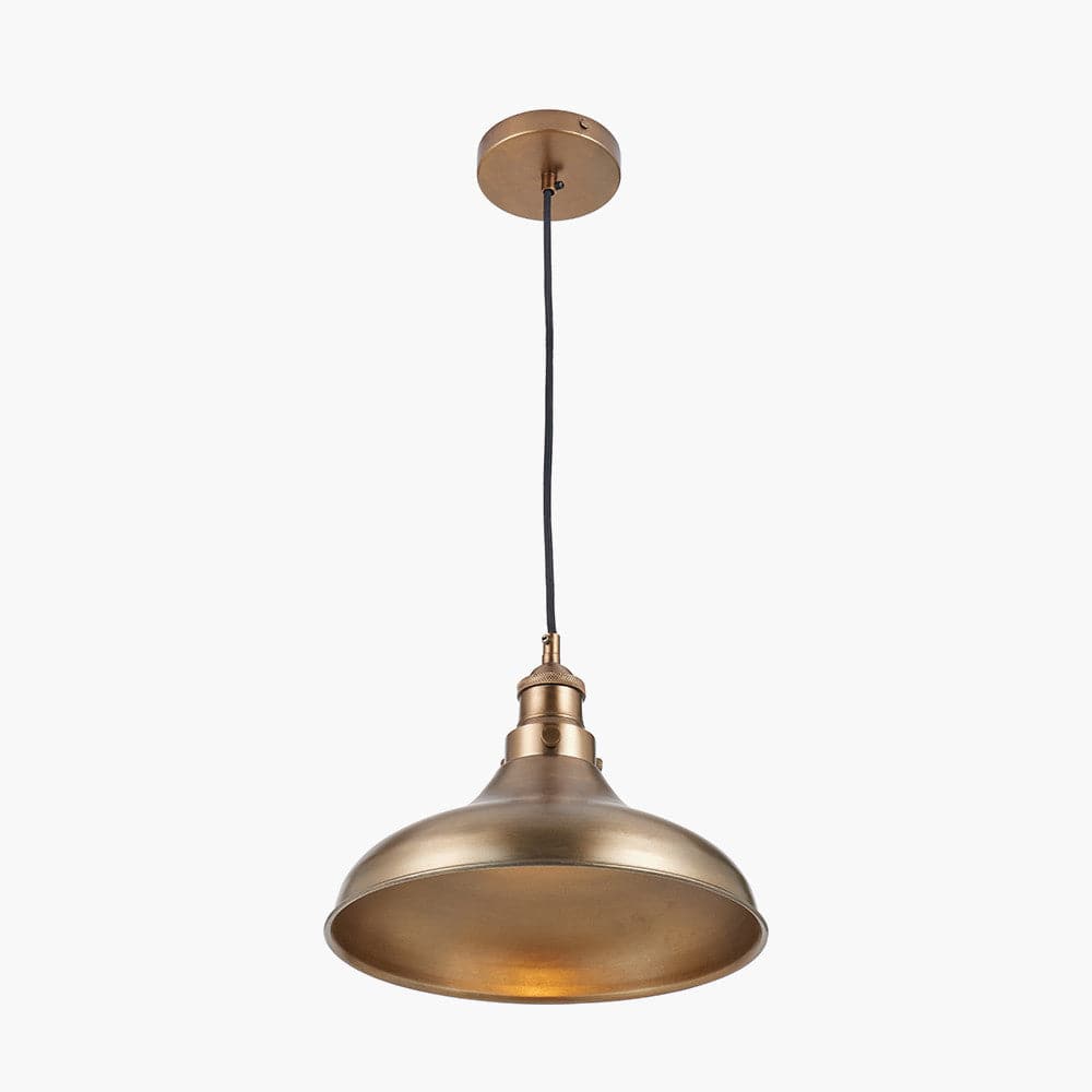 Pacific Lifestyle Lighting Ellis Antique Brass Café Metal Pendant House of Isabella UK