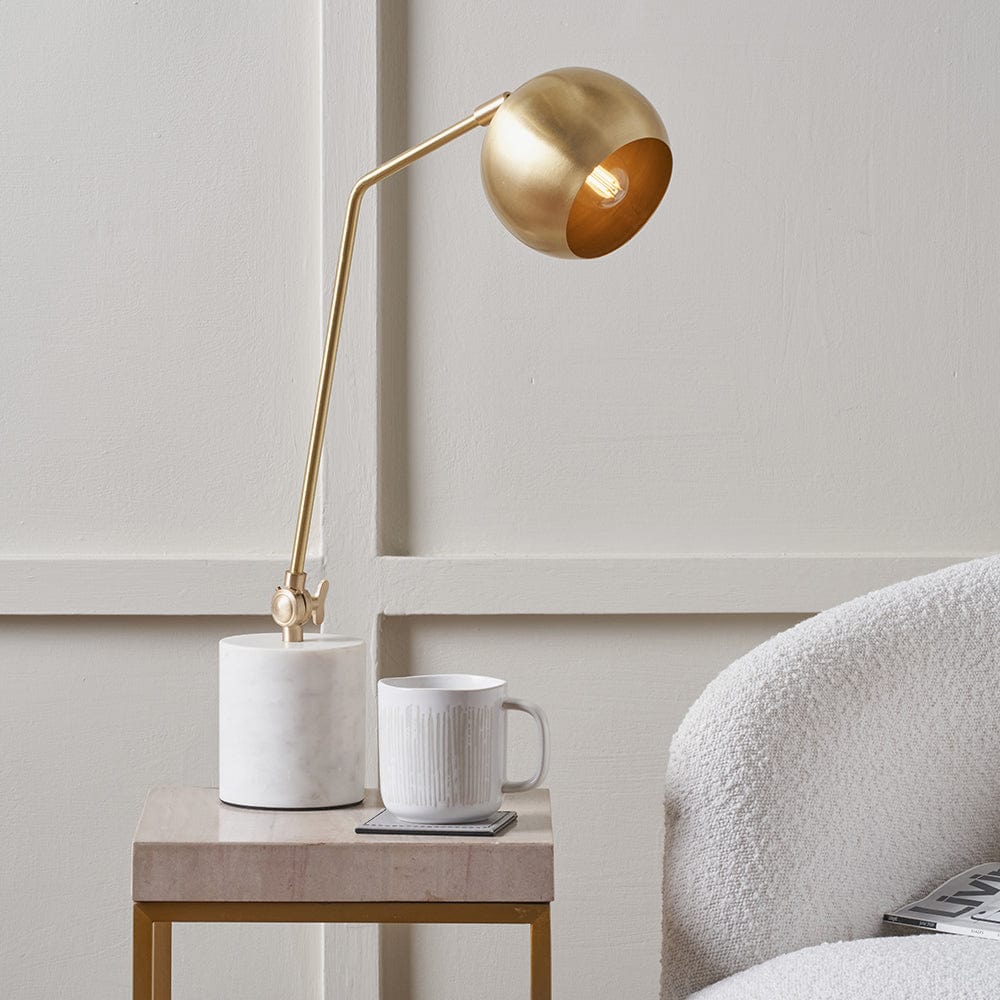 Eloise Gold Metal and Marble Table Lamp.