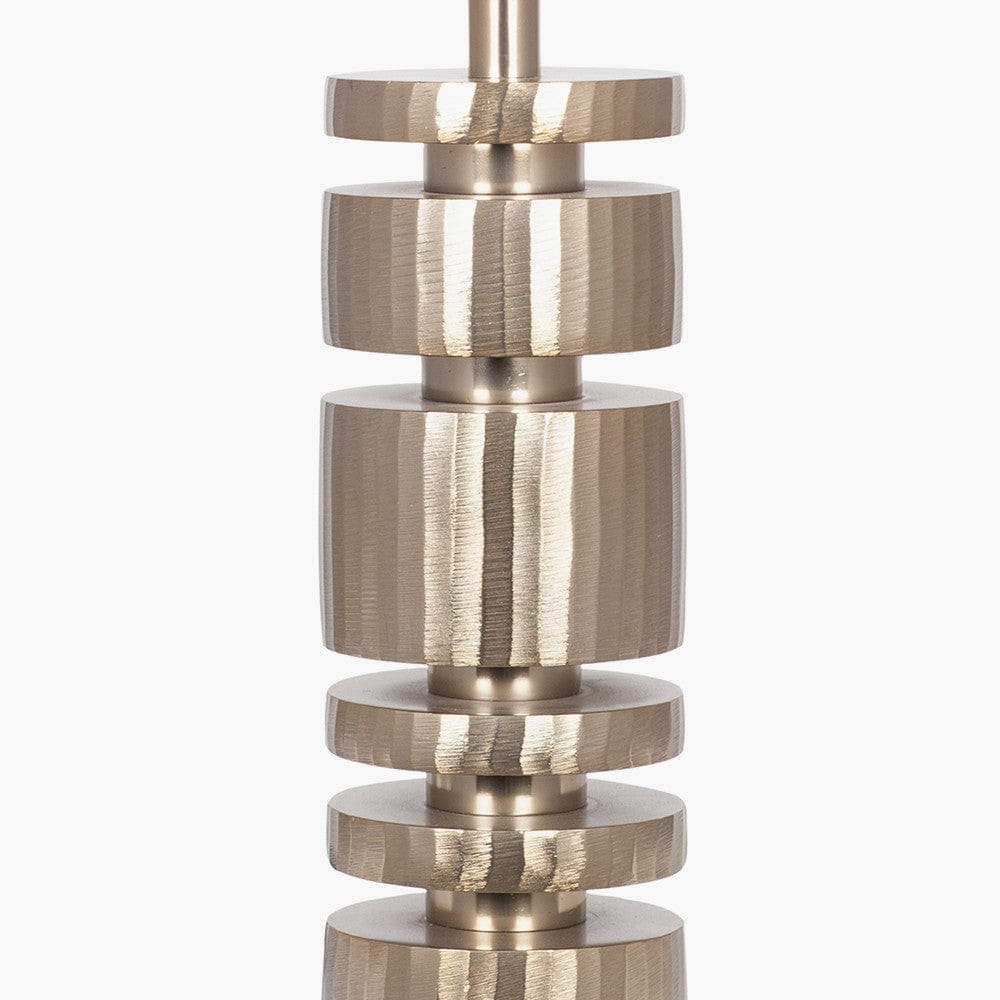 Elon Champagne Gold Metal Stacked Cylinder Table Lamp Base.