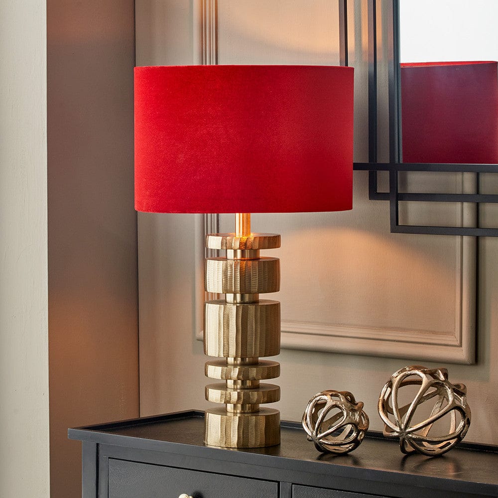 Elon Champagne Gold Metal Stacked Cylinder Table Lamp Base.