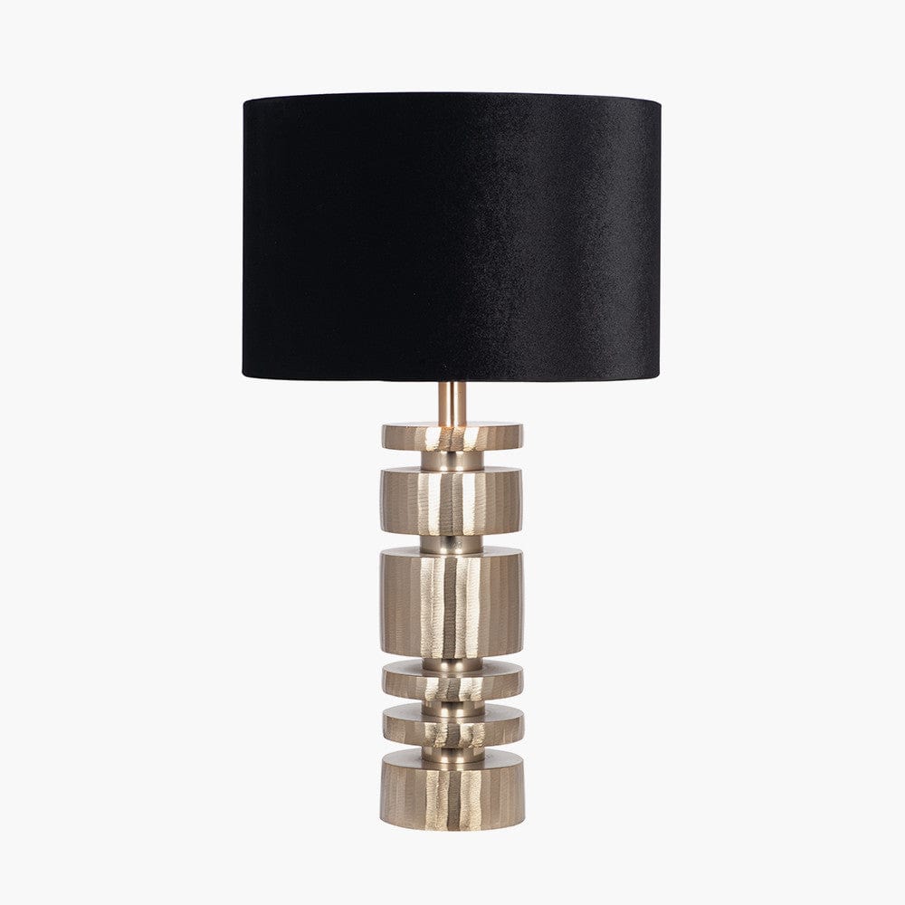 Elon Champagne Gold Metal Stacked Cylinder Table Lamp Base.