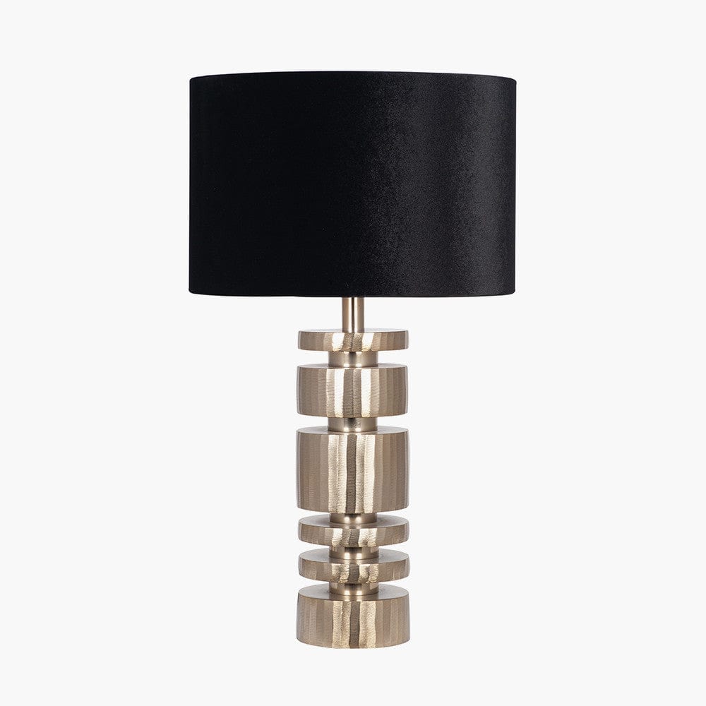 Elon Champagne Gold Metal Stacked Cylinder Table Lamp Base.