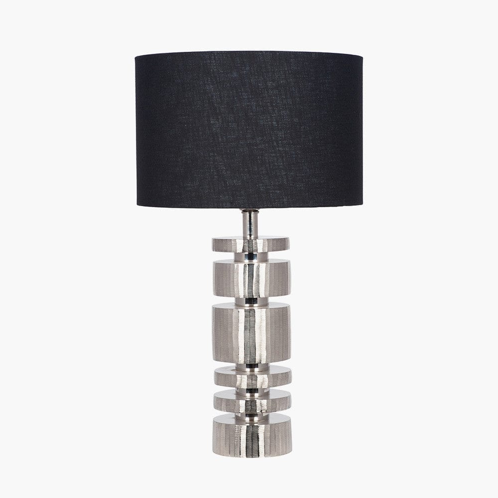 Elon Silver Metal Stacked Cylinder Table Lamp Base.