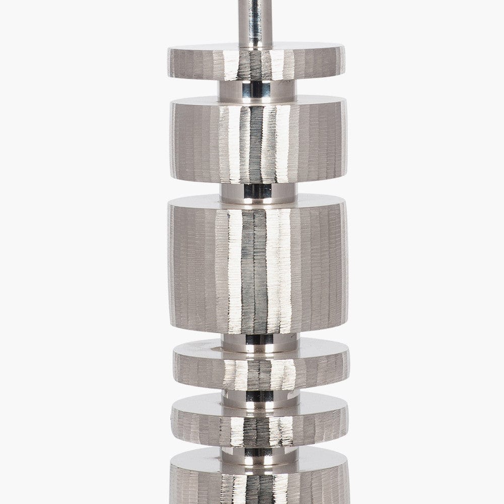 Elon Silver Metal Stacked Cylinder Table Lamp Base.