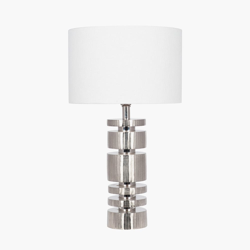 Elon Silver Metal Stacked Cylinder Table Lamp Base.