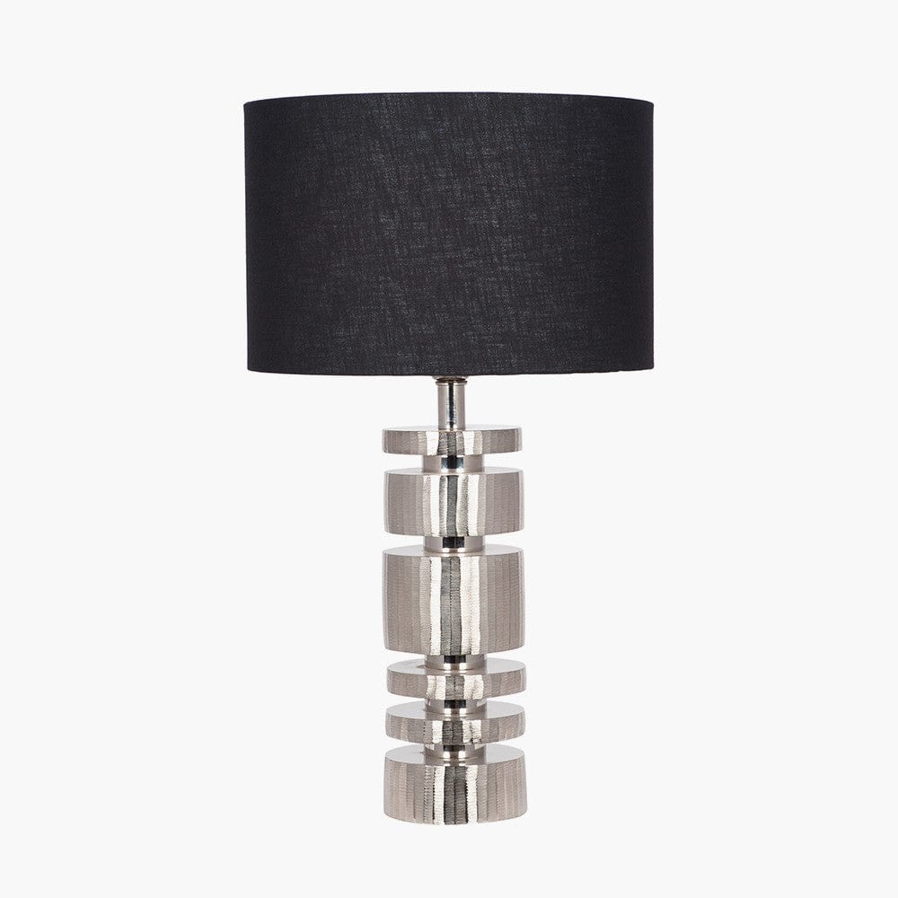 Elon Silver Metal Stacked Cylinder Table Lamp Base.