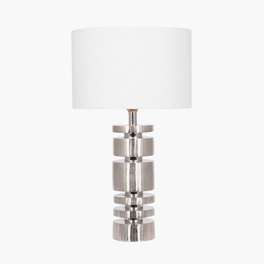 Elon Silver Metal Stacked Cylinder Table Lamp Base.